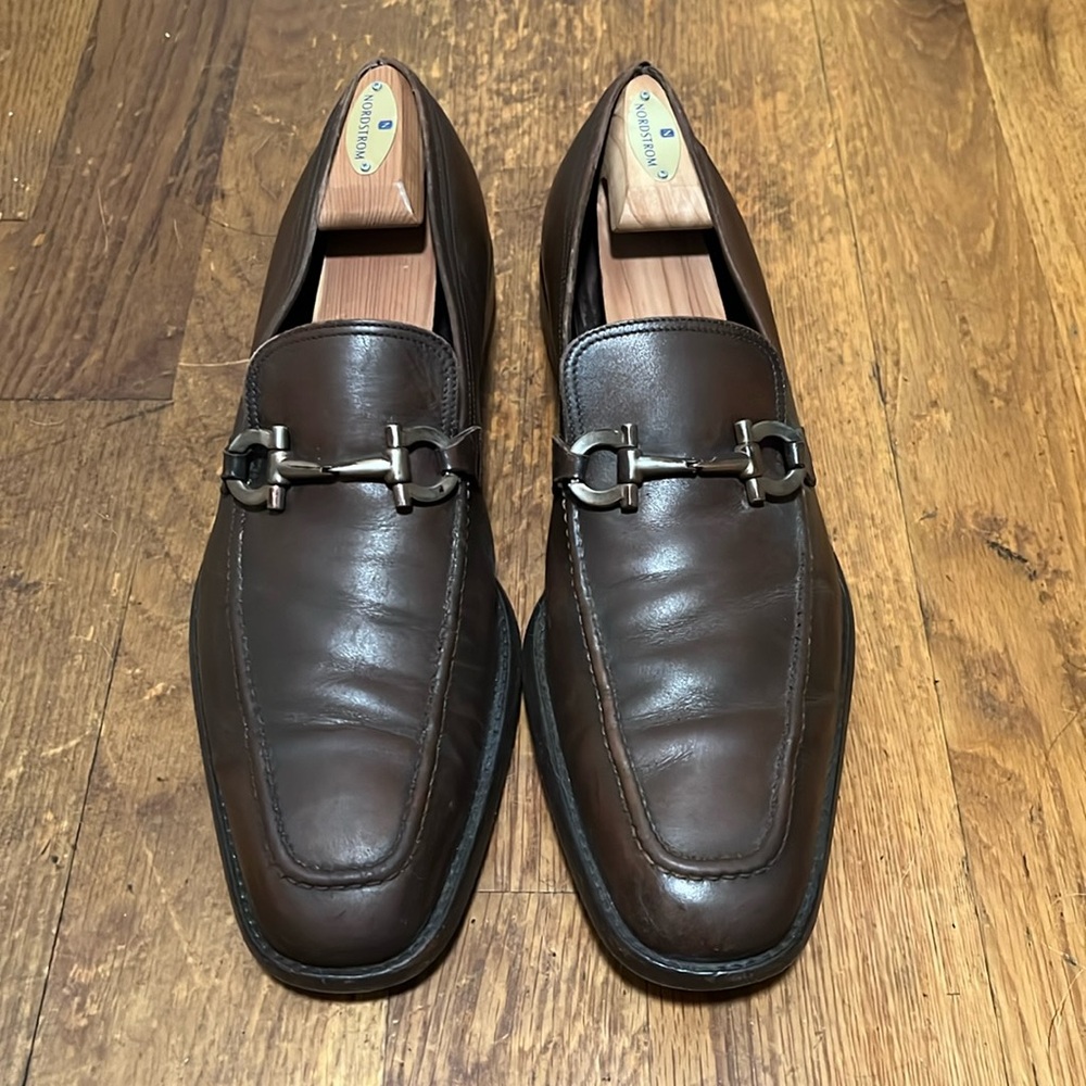 Salvatore Ferragamo Men's Brown Loafer Gancini Size 12
